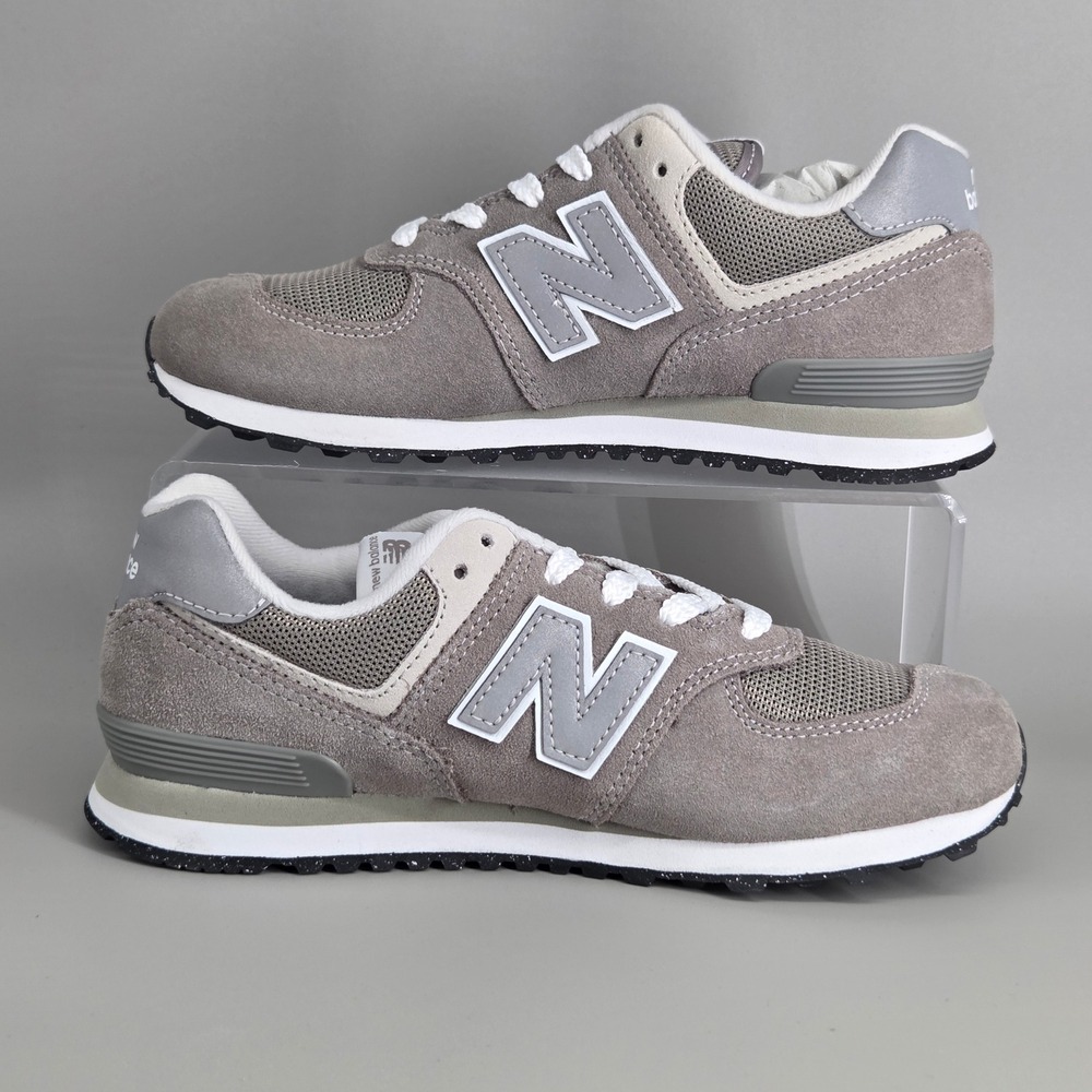New Balance 574 Core Kids 3 Grey White Suede Mesh Athletic Sneakers PC574EVG